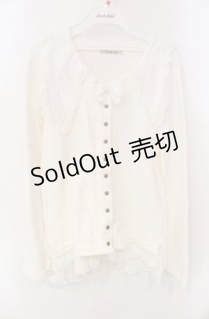 画像: KANEKO ISAO / ピンタック襟付きカーディガン  シロ O-25-08-13-006-EL-TO-OW-OS