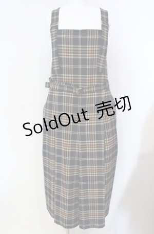 画像: Jane Marple / British check サロペットドレス  ネイビー×ベージュ O-25-08-13-053-JM-OP-IG-OS