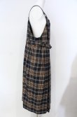 画像2: Jane Marple / British check サロペットドレス  ネイビー×ベージュ O-25-08-13-053-JM-OP-IG-OS (2)