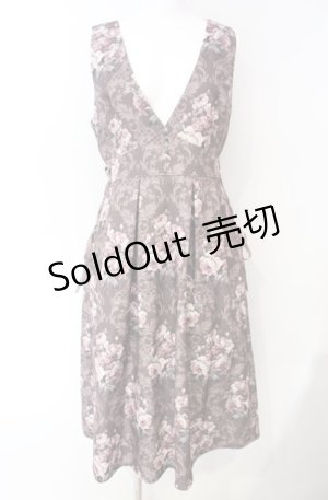 画像: axes femme / クラシックローズ柄ジャンスカ F ブラウン O-25-08-13-064-AX-OP-OW-OS