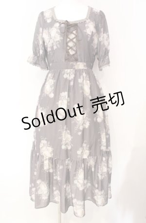画像: axes femme / ミルフィーユローズ柄ワンピース M ブラウン O-25-08-13-068-AX-OP-OW-OS