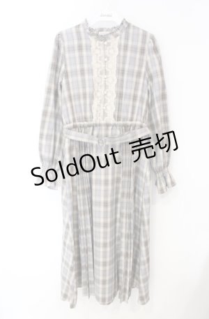 画像: axes femme / プリーツ切替チェック柄ワンピース M サックス系 O-25-08-13-075-AX-OP-OW-OS
