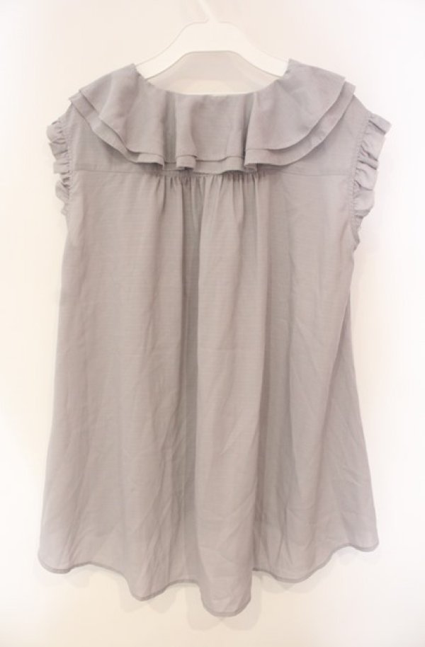 画像2: axes femme / ピコミシンフリル襟ブラウス M グレー O-25-08-13-087-AX-BL-OW-ZT010 (2)