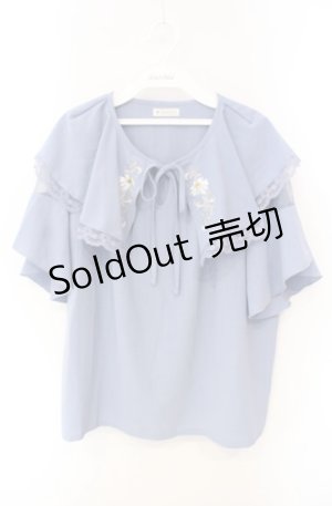 画像: axes femme / 刺繍入ケープブラウス F サックス O-25-08-13-092-AX-BL-OW-OS