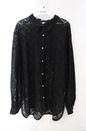 画像: axes femme / モチーフレースシャツ F クロ O-25-08-13-094-AX-BL-OW-OS