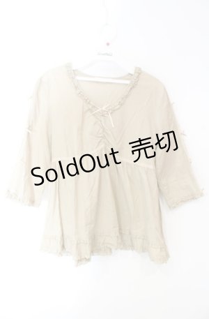 画像: PINK HOUSE / 袖ミニリボンVネックチュニックシャツ  ベージュ O-25-08-13-099-LO-BL-IG-ZI