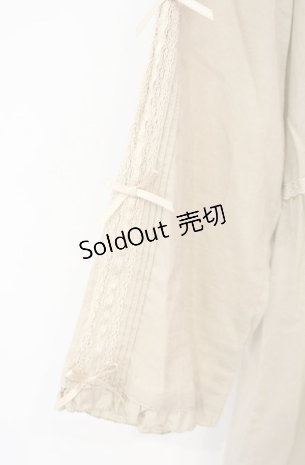 画像2: PINK HOUSE / 袖ミニリボンVネックチュニックシャツ  ベージュ O-25-08-13-099-LO-BL-IG-ZI (2)