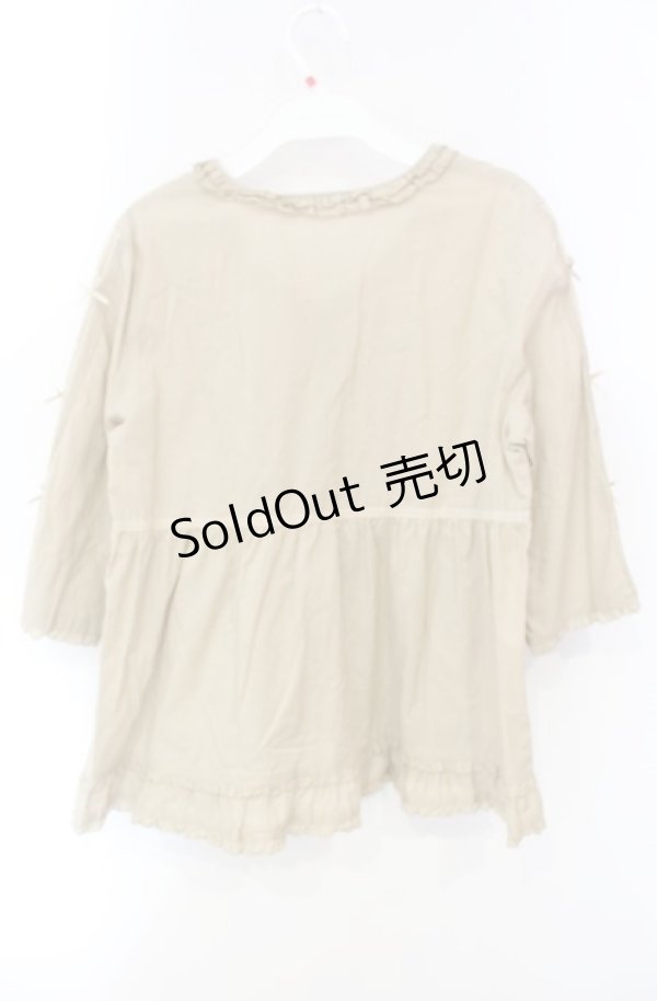 画像3: PINK HOUSE / 袖ミニリボンVネックチュニックシャツ  ベージュ O-25-08-13-099-LO-BL-IG-ZI (3)