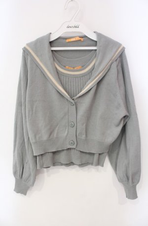 画像: Fi.n.t / セーラーカラーアンサンブルニット F ブルーグレー O-25-08-13-011-CA-TO-OW-OS
