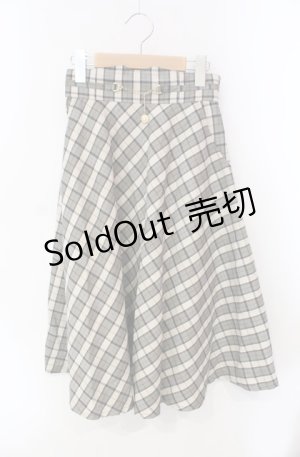 画像: F&A / コインチェーン使いチェックフレアースカート F L/GRAY×GY O-25-08-13-023-LO-SK-YM-ZT064