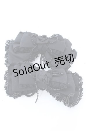 画像: metamorphose / バラ＆パールリボンヘアゴム（２個セット）  クロ O-25-08-14-013-ME-AC-IG-OS