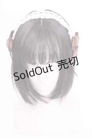 画像: Amavel / サイドリボンレースカチューシャ  ブラウン×生成り O-25-08-14-003-CA-AC-IG-OS