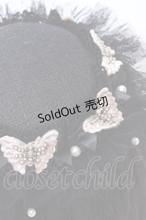 画像2: 星箱works / 夢に落ちた蝶ミニカプリーヌ帽子  クロ O-25-08-14-037-PU-AC-IG-ZT-K004 (2)