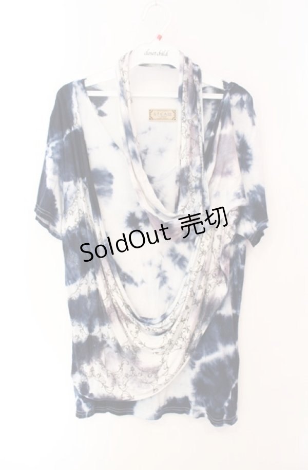 画像1: STEAM / タイダイドレープTシャツ  ブルー O-25-08-16-032-HN-TO-OW-OS (1)