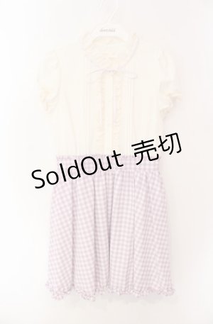 画像: Ank Rouge / ギンガム切り替えワンピース  ラベンダー×オフ O-25-08-16-041-CA-OP-IG-OS