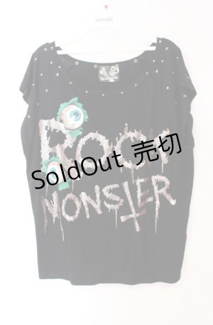 画像: GLAVIL / プリントスタッズカットソー  ブラック O-25-08-16-051-PU-TO-IG-ZS