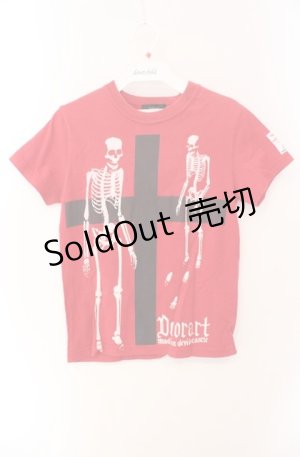 画像: Deorart / クロススカルTシャツ  レッド O-25-08-16-053-PU-TS-IG-OS