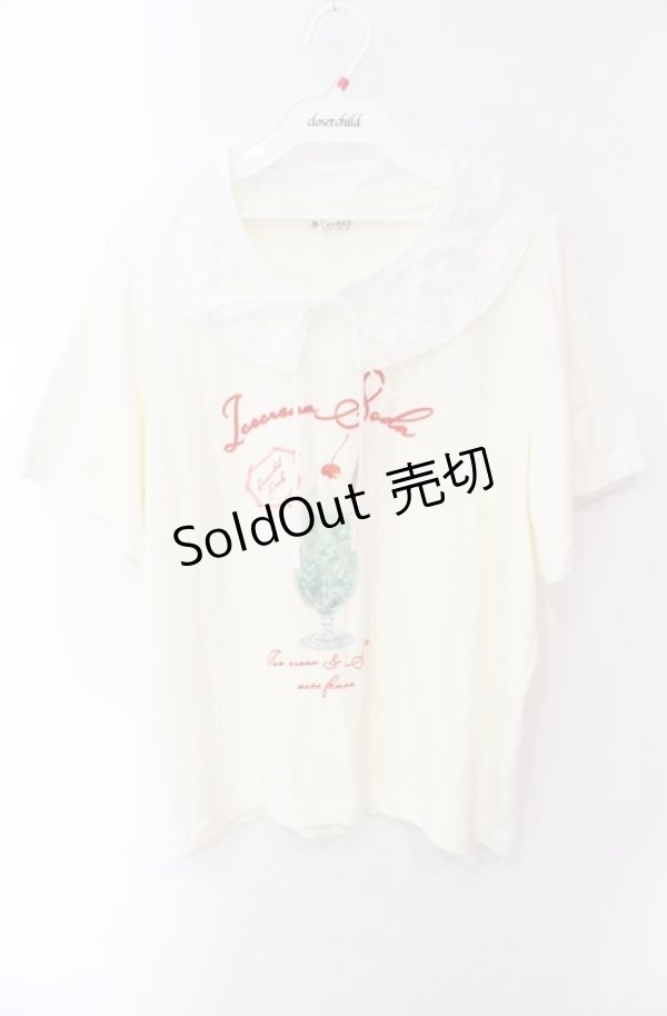 画像1: axes femme / 襟付クリームソーダ柄Tシャツ F アイボリー O-25-08-16-054-AX-TS-OW-OS (1)