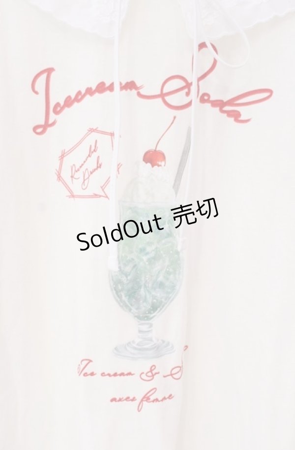 画像2: axes femme / 襟付クリームソーダ柄Tシャツ F アイボリー O-25-08-16-054-AX-TS-OW-OS (2)