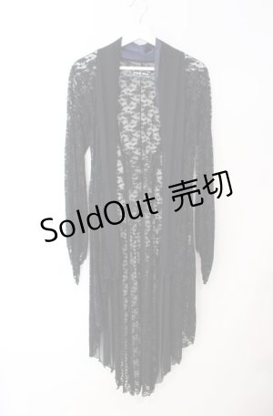 画像: h.naoto Blood / 柄サテン切り替え総レースカーディガン  ブラック×ブルー O-25-08-16-056-HN-TO-OW-OS