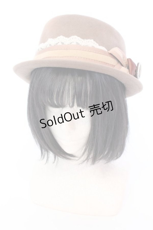 画像1: axes femme / カメオポークパイハット  ベージュ O-25-08-16-1001-AX-AC-OW-ZT-K004 (1)