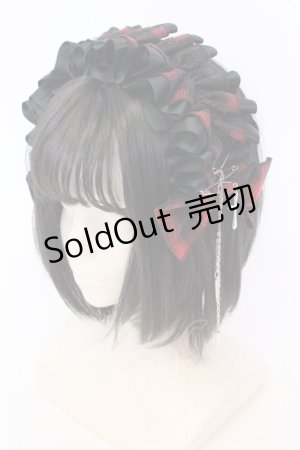 画像: Estrellas / チェックリボンカチューシャ  レッド×ブラック O-25-08-16-1012-EL-AC-OW-OS