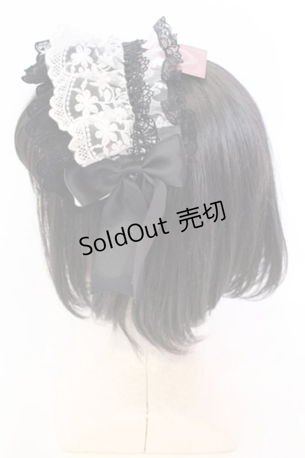 画像2: MorunxMuunaStoik / Libraヘッドドレス  ブラック×ホワイト O-25-08-16-1013-EL-ZA-OW-OS (2)