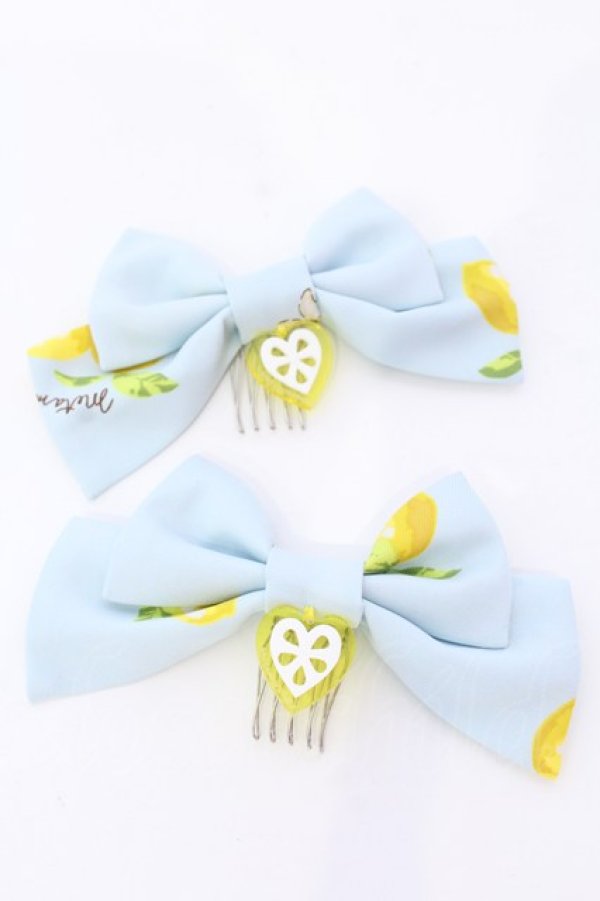 画像1: metamorphose / Dreaming heart Lemon リボンコーム  サックス O-25-08-16-1023-ME-AC-IG-ZT394-F003 (1)