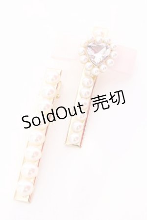 画像: LIZ LISA / ハートパール2こセットクリップ  ピンク O-25-08-16-1035-LO-AC-IG-OS