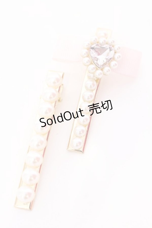 画像1: LIZ LISA / ハートパール2こセットクリップ  ピンク O-25-08-16-1035-LO-AC-IG-OS (1)