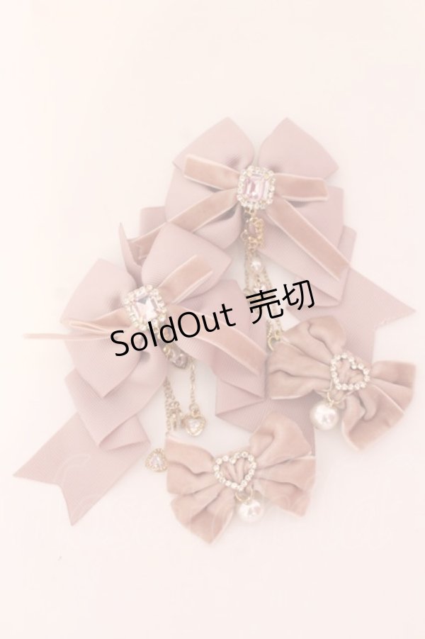 画像1: LIZ LISA / チェックリボン4つセットクリップ（無地）  ピンク O-25-08-16-1036-LO-ZA-OW-ZT394-F004 (1)