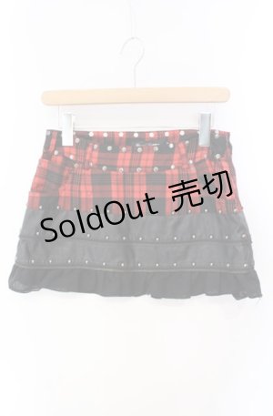 画像: SEX POT ReVeNGe / チェック合皮切り替えスカート  レッド×ブラック O-25-08-16-078-SP-BL-IG-OS