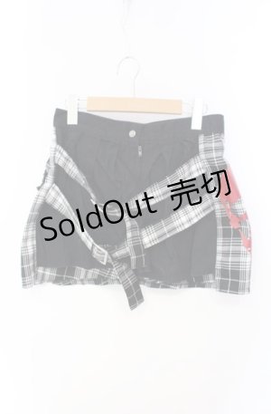 画像: SEX POT ReVeNGe / チェックレイヤード風プリーツスカート  ブラック×ホワイト O-25-08-16-079-SP-SK-IG-OS