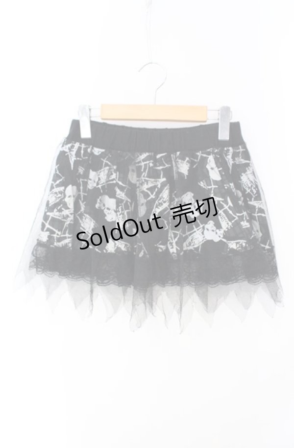 画像1: Drug Honey / スカルチェックプリントミニスカート  ブラック O-25-08-16-080-PU-SK-IG-ZY (1)