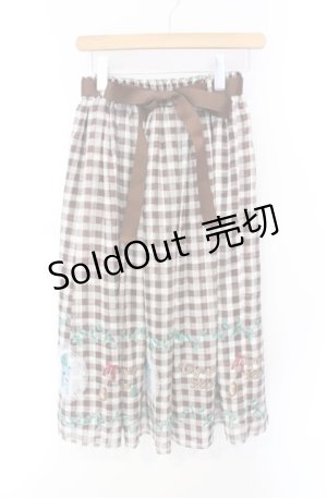 画像: axes femme / チョコミントプリントスカート F ブラウン O-25-08-16-082-AX-SK-OW-ZT509