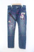 画像1: SEX POT ReVeNGe / ワッペン×ペンキ加工デニムパンツ L ブルー O-25-08-16-083-SP-PA-OW-OS (1)