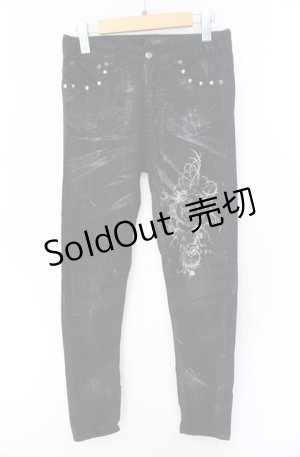 画像: Sixh / トライバルptスキニーパンツ  ブラック O-25-08-16-087-HN-PA-OW-OS