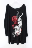 画像1: SEX POT ReVeNGe / TIGER & ROSE BIG SQUARE ロングスリーヴカットソー F ブラック×レッド O-25-08-16-099-SP-TO-IG-ZY (1)