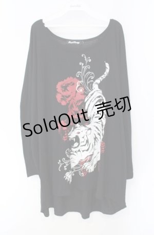 画像: SEX POT ReVeNGe / TIGER & ROSE BIG SQUARE ロングスリーヴカットソー F ブラック×レッド O-25-08-16-099-SP-TO-IG-ZY