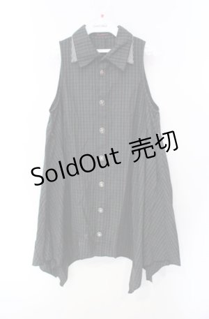 画像: ALGONQUINS / チェックノースリーブAラインブラウス  グリーン系 O-25-08-16-102-AL-BL-IG-OS