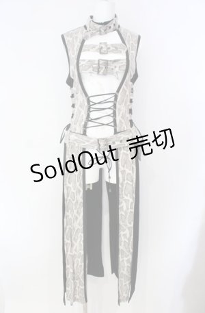 画像: Qutie Frash / ベルトロングベスト  ブラック×ホワイト O-25-08-16-103-QU-TO-IG-OS