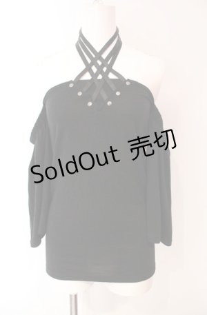 画像: SEX POT ReVeNGe / クロスネックオフショルカットソー  ブラック O-25-08-16-010-SP-TO-IG-ZT166