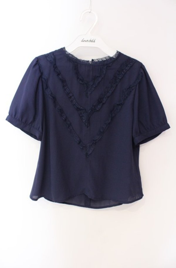 画像1: an another angelus / レース使いブラウス  ネイビー O-25-08-16-015-CA-BL-IG-ZT065 (1)