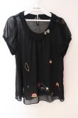 画像1: franche lippee black / エンブロイダリーブラウス  クロ O-25-08-16-016-LO-BL-IG-OS (1)