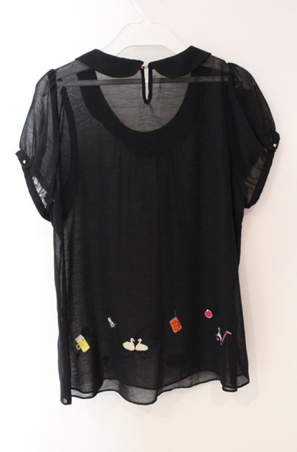 画像3: franche lippee black / エンブロイダリーブラウス  クロ O-25-08-16-016-LO-BL-IG-OS (3)