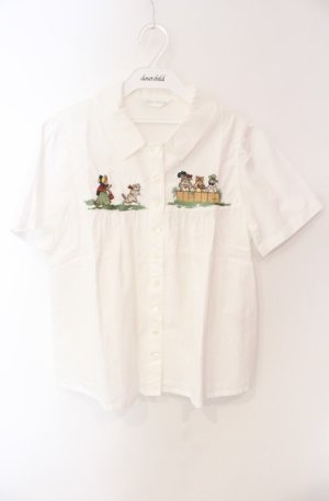 画像: Jane Marple / NURSERY LANDのキャットエンブロイダリーブラウス S シロ O-25-08-16-017-JM-BL-IG-OS