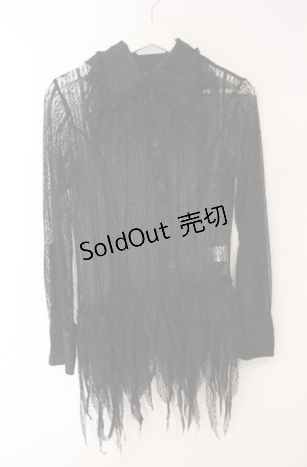 画像1: FRILL / 総レースランダムカットブラウス  ブラック O-25-08-16-021-HN-BL-OW-OS (1)