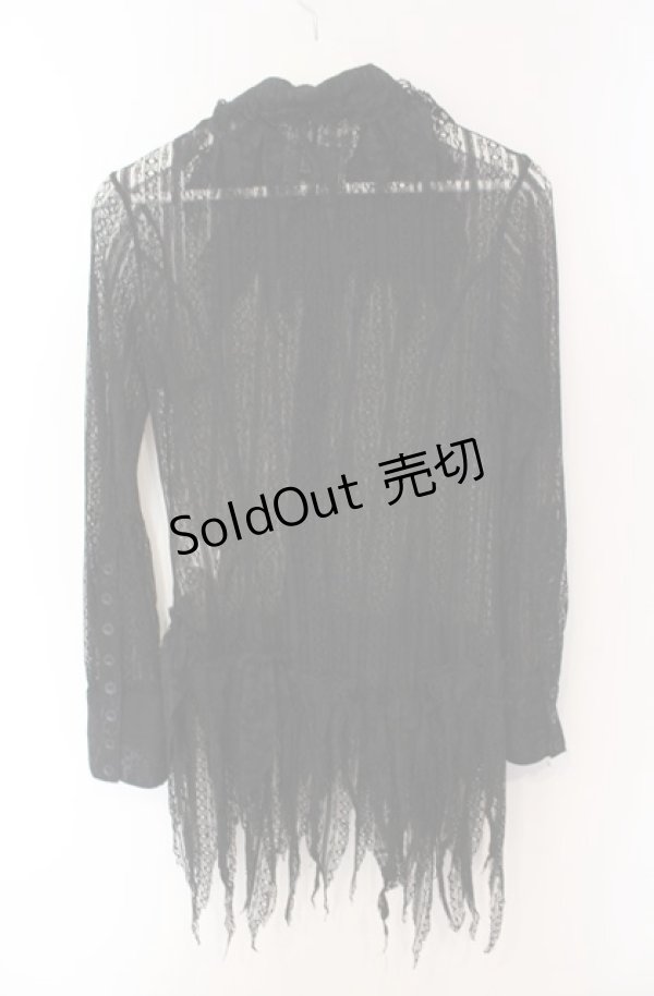 画像4: FRILL / 総レースランダムカットブラウス  ブラック O-25-08-16-021-HN-BL-OW-OS (4)