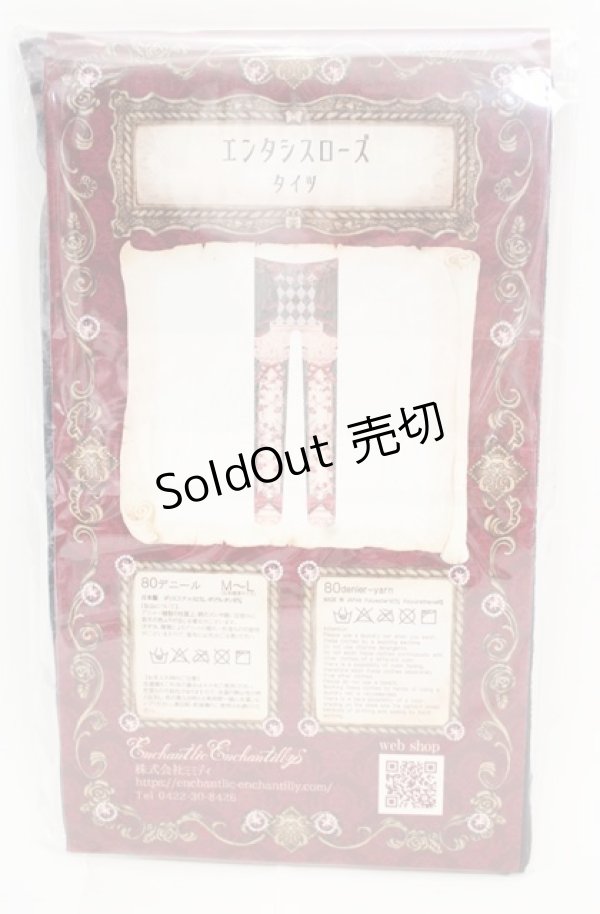 画像2: Enchantlic Enchantilly / エンタシスローズタイツ  クロ×赤薔薇 O-25-08-17-052-LO-ZA-OW-ZT444-F001 (2)