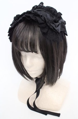 画像: ATELIER PIERROT / 編み上げヘッドドレス  ブラック O-25-08-17-012-EL-AC-OW-OS